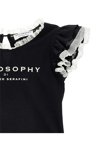 Black cotton ruffled T-shirt PHILOSOPHY KIDS | I1G60072010050